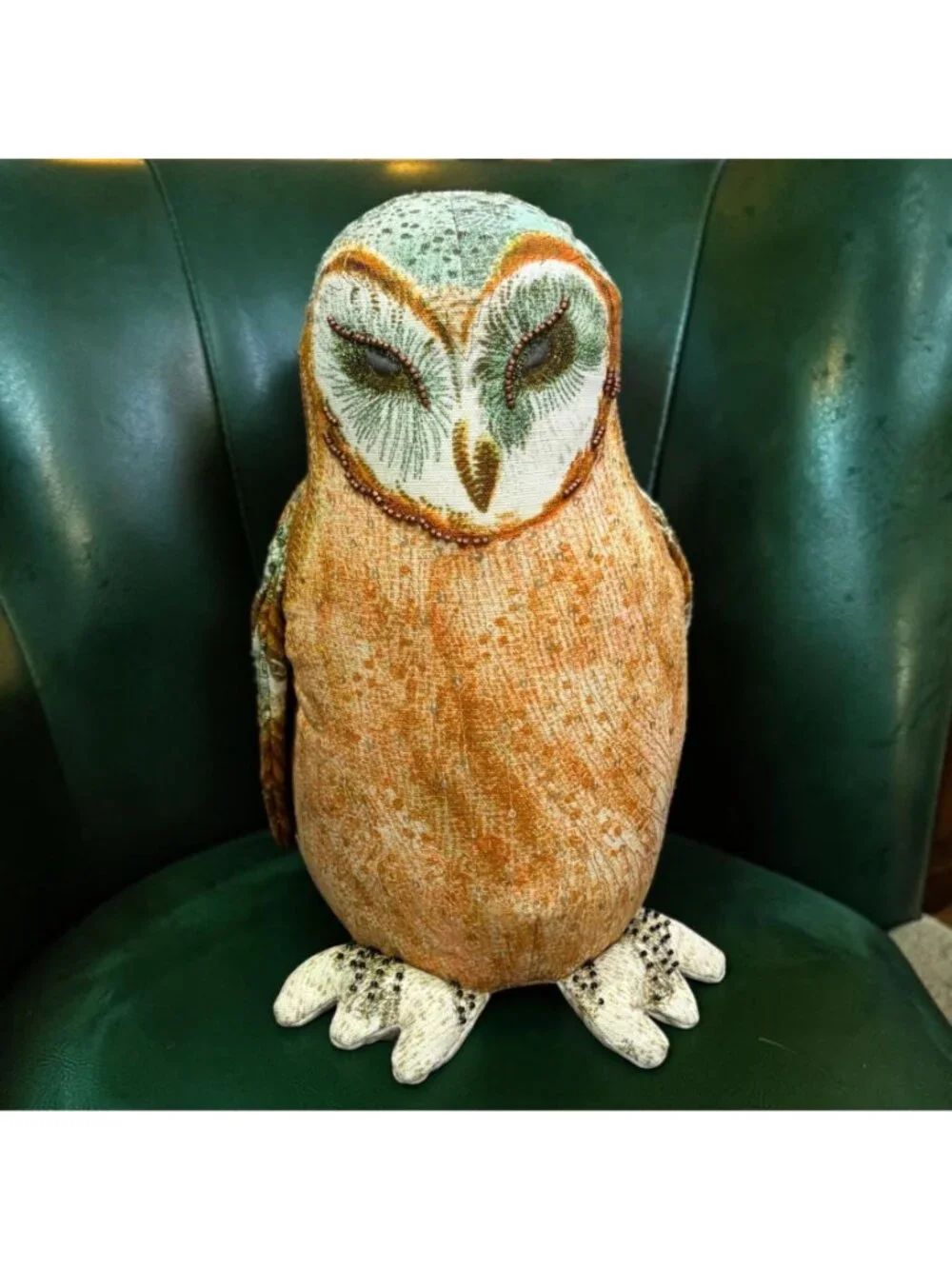John Derian Target Barn Owl Plush Pillow Sequin Beaded Decor NWT 13